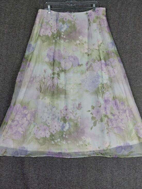 Dress Barn Dresses & Skirts - DRESS BARN WOMENS CREAM PURPLE GREEN WATERCOLOR FLORAL FAIRY ALINE MIDI SKIRT 18